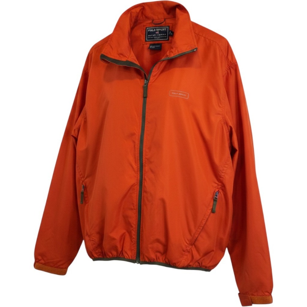 Polo Sport Ralph Lauren Orange Windbreaker Full Zip Jacket Mens XL